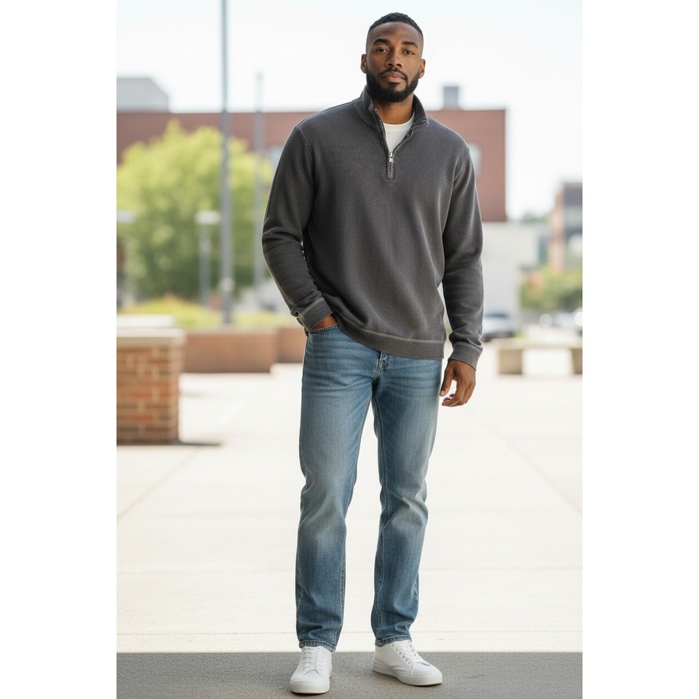 IZOD Mens Gray‎ Quarter Zip Pullover Sweatshirt Size M